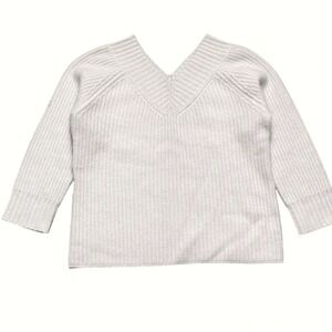 Rafaella Womens Knit Sweater V Neck Angora Blend Cream Size M